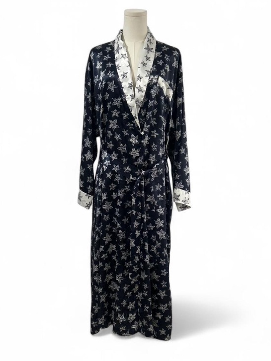 Coldwater Creek Other - Coldwater Creek Satin Navy Blue Starfish Coastal Long Woman's Robe Size L/XL